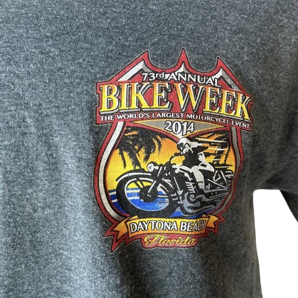 Mens Graphic Tshirt Bike Week 2014 Daytona Beach Gray Gildan Size Large - Picture 6 of 9